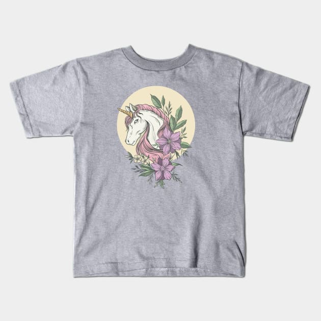 Super Beautiful unicorn art Kids T-Shirt by Skidipap